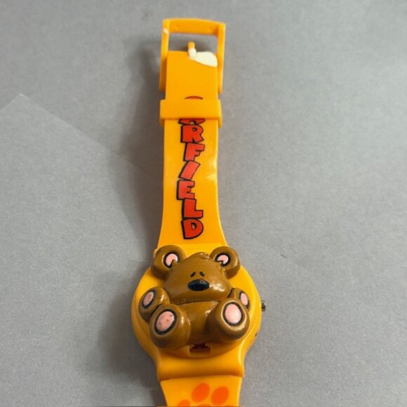 Vintage Garfield Watch Wristwatch Paws Gluck Flip Top Teddy Bear Cartoon Retro - Picture 2 of 5
